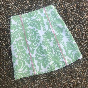 Molly B green white linen mini a line skirt